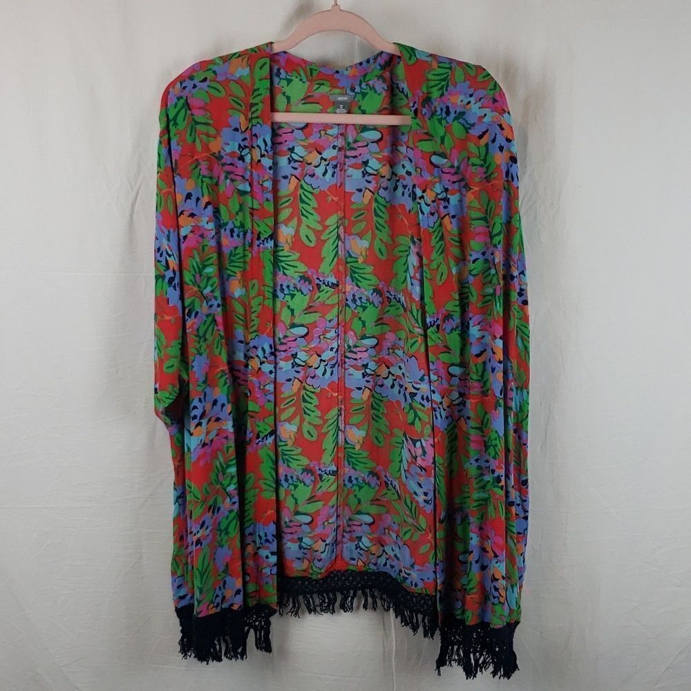 Aerie Women's Small Open Front Floral Kimono Cover Up Cardigan